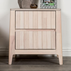 English Elm Mid-century Modern Nightstand Reeded Drawer Fronts Splayed Legs White Wash Bedroom B2741P433345