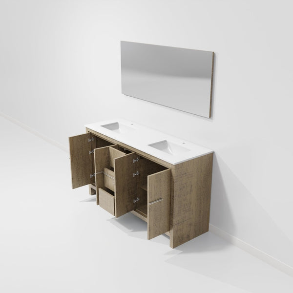 English Elm Rustic Acacia Double Bath Vanity With Cultured Marble Top & Mirror – Stylish Storage Solution! B2731S01496-GIGA