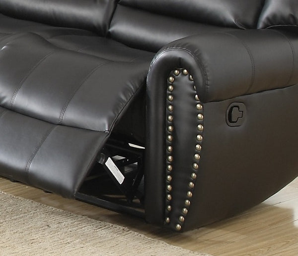 English Elm Plush Relax Manual Motion Loveseat - Luxurious Black Bonded Leather 2-Seat Couch For Living Rooms B011P205579-GIGA