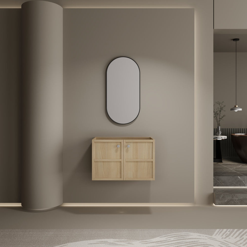 English Elm 30" Modern Wall-Mounted Bathroom Vanity Cabinet, Oak Plywood Finish, 2 Soft-Close Doors, Hardware Included W1972P265284