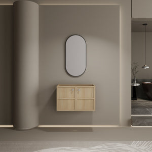English Elm 30" Modern Wall-Mounted Bathroom Vanity Cabinet, Oak Plywood Finish, 2 Soft-Close Doors, Hardware Included W1972P265284