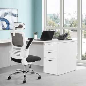 OSP Home Furnishings Mesh Back Ergonomic Office Chair with Lumbar Support Headrest and Chrome Base EMW60020CHR-3