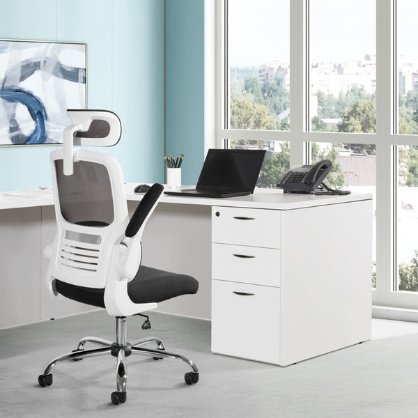 OSP Home Furnishings Mesh Back Ergonomic Office Chair with Lumbar Support Headrest and Chrome Base EMW60020CHR-3