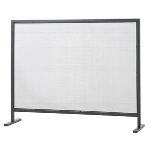English Elm Regina Single Panel Iron Fireplace Screen Fine Mesh Hearth Guard in Matte Black N775P386918B