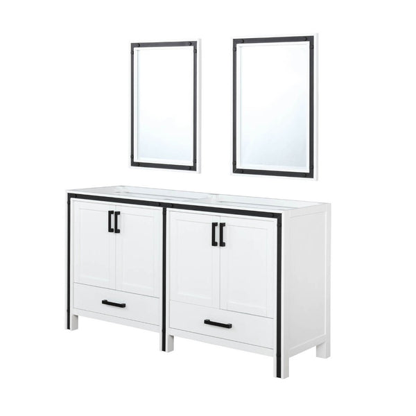 English Elm White Double Bath Vanity 60" W With Two Mirrors – Elegant Storage Solution For Any Bathroom Style B2731S00580-GIGA