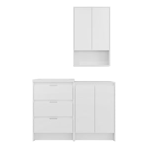 English Elm 48" Modern Freestanding Bathroom Vanity Set With Resin Sink, Soft-Close Drawers & Storage Cabinets W999S00435