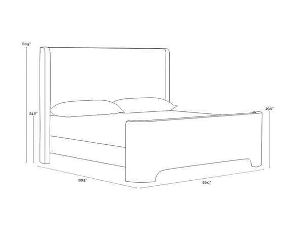 Sunpan IVES Bed - King - Luxe Boucle Upholstered in Copenhagen White for Modern Comfort & Style 112524