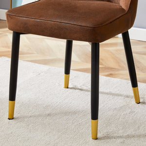 English Elm Table & 4 Chairs Set - Modern Minimalist 42" Round Dining Table With Deep Walnut Top & Techno-Fabric Seating W1151S03749-GIGA