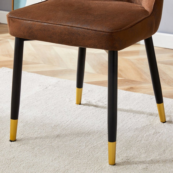 English Elm Table & 4 Chairs Set - Modern Minimalist 42" Round Dining Table With Deep Walnut Top & Techno-Fabric Seating W1151S03749-GIGA