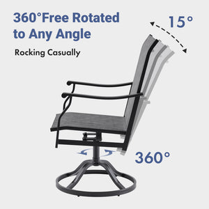 English Elm Outdoor Swivel Patio Dining Chairs Textilene Woven Set for Backyard Entertaining T3623P433695