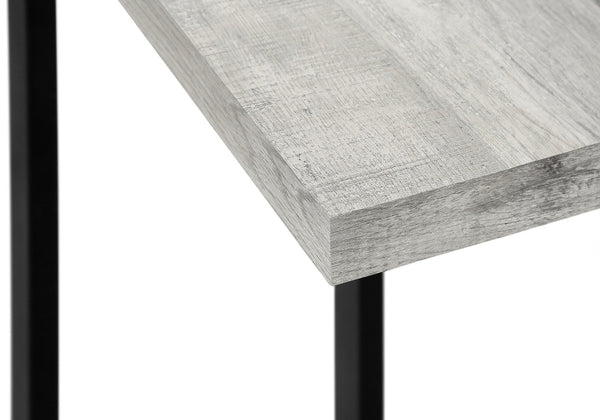 English Elm Accent C-Shaped Side Table with Reclaimed Wood-Look Top and Sleek Metal Frame for Small Spaces Grey 28 L x 13 W x 6 H B2710P219146