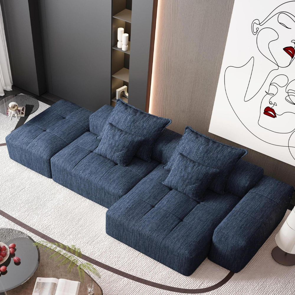 English Elm Modern Oversized Modular Sectional Sofa - Soft Chenille, 4-Piece Design, No Assembly, 4 Pillows Included W1885S00059