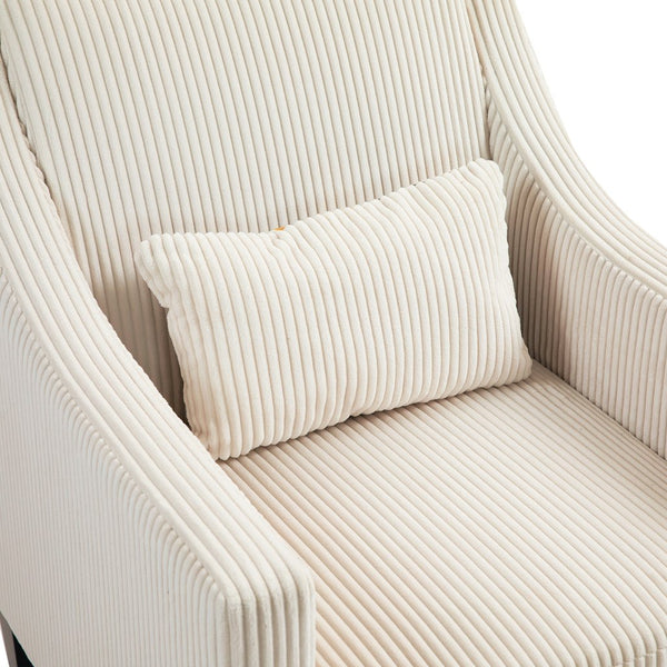 English Elm COOLMORE Modern Accent Chair with Corduroy Upholstery, Solid Wood Frame, Supportive Dual Pillows for Cozy Living Spaces Beige W395P195355