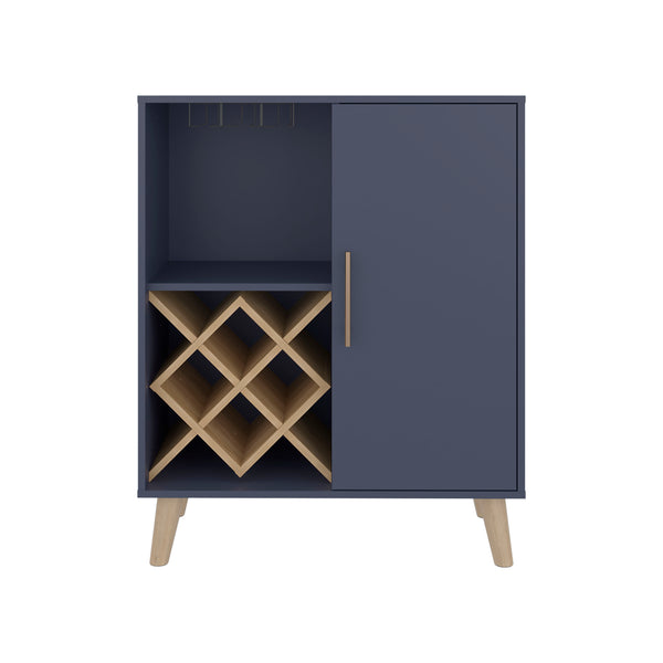 English Elm Angela Wine Rack Bar Cabinet with Open Shelving and Scratch Resistant Melamine Finish B128P398868