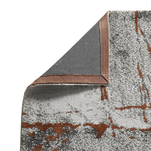 English Elm Jennifer Taylor Home - Quarry 5x6.5' Abstract Area Rug — Waterproof Polypropylene, Fade-Proof Medium Pile, Gray Cream Rust Elegance B2719P245965