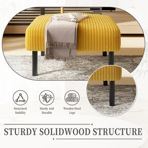 English Elm UNITED Corduroy Ottoman Footstool with Sturdy Frame, Soft Padded Seat, Versatile Living Room Stool Yellow W1568P307255