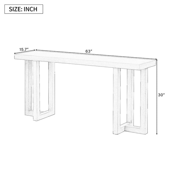 English Elm U_Style Modern Geometric Console Table With Solid Pine Legs For Stylish Entryway Or Living Room N711P289128B-GIGA
