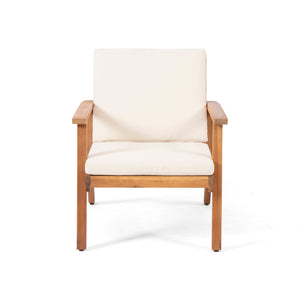English Elm Christopher Knight Home® - Outdoor Acacia Wood Club Chairs Set of 2 with Water-Resistant Beige Cushions, Open Slat Design, Durable 66464.00CRM