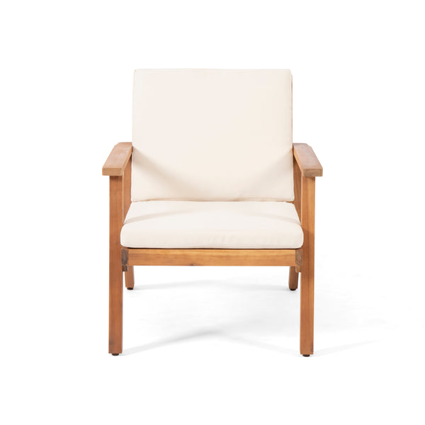 English Elm Christopher Knight Home® - Outdoor Acacia Wood Club Chairs Set of 2 with Water-Resistant Beige Cushions, Open Slat Design, Durable 66464.00CRM