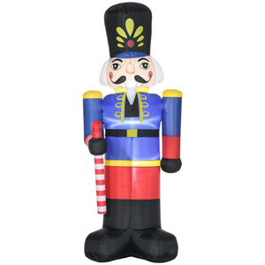 English Elm HOMCOM Inflatable 8ft Nutcracker Soldier with Scepter and LED Lights, Weather-Resistant Yard Décor Red W2225P229272