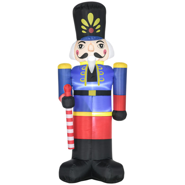 English Elm HOMCOM Inflatable 8ft Nutcracker Soldier with Scepter and LED Lights, Weather-Resistant Yard Décor Red W2225P229272