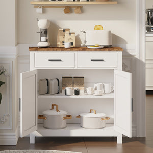 English Elm Kitchen Storage Cabinet Modern Farmhouse Buffet Sideboard with Spacious Drawers and Sturdy Storage Slate finish White W2386P207765