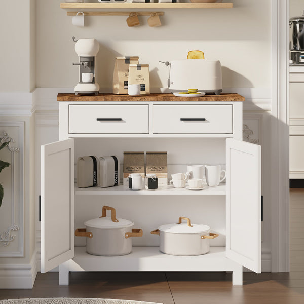 English Elm Kitchen Storage Cabinet Modern Farmhouse Buffet Sideboard with Spacious Drawers and Sturdy Storage Slate finish White W2386P207765