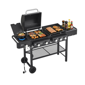 English Elm All-in-one Propane Grill Griddle Combo 745 Sq in 56000 Btu Backyard Cooker W1820P361752