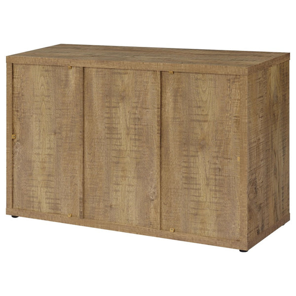 English Elm Pamplona Mango Brown 3-Door Industrial Accent Cabinet With Adjustable Shelves For Modern Storage Solutions B062P299946-GIGA