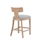 Christopher Knight Home® - Noble House - - 27" Counter Stools Set Of 2, Upholstered Counter Height Bar Stools With Solid Rubber Wood Frame, Backrest, Footrest, Armless Barstools For Home Bar, Kitchen Counter, Pebble Linen & Natural