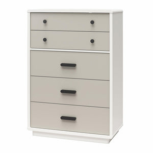 English Elm 5-drawer Tall Dresser with Matte Black Handles Two-toned Finish for Urban Bedroom B2733P444489