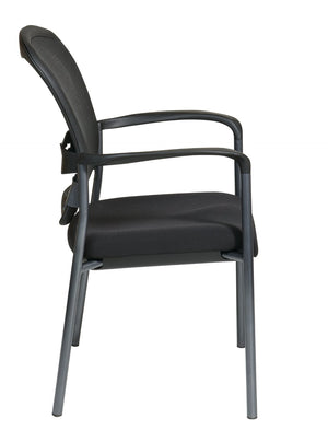 OSP Home Furnishings Breathable Progrid Back Visitor Chair with Lumbar Support and Stackable Titanium Frame Coal 84510-30