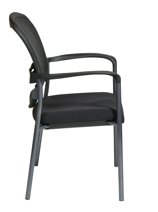 OSP Home Furnishings Breathable Progrid Back Visitor Chair with Lumbar Support and Stackable Titanium Frame Coal 84510-30
