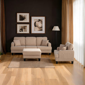 English Elm Beige Square Storage Ottoman 31"W x 31"D x 18"H – Contemporary Multifunctional Accent Piece with Wooden Legs B2741P391806