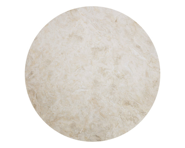 Sunpan Cataldi 59" Dining Table - Elegant Taupe Faux Leather & Polished Beige Marble with Gold Trim Design