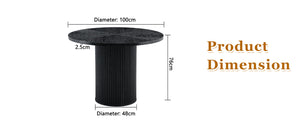 English Elm A Geometric Fan Panel Round Dining Table with Iron Base for Modern Apartment Spaces W1151P361386