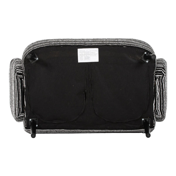 English Elm Modern tufted two-seater sofa with boucle upholstery, tapered legs, storage pockets and plush comfort for small spaces and offices Black W395P376591