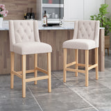 Christopher Knight Home® Vienna Contemporary Fabric Tufted Wingback 31 Inch Counter Stools, Set of 2, Beige And Natural