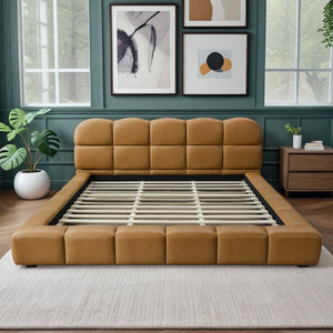 English Elm Roswell Vegan Leather King Platform Bed Biscuit Tufted Headboard Modern Bedroom B183S00211