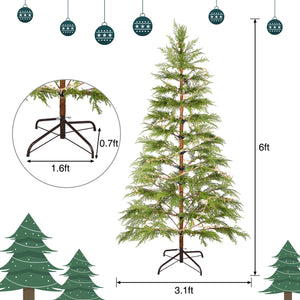 English Elm 6 ft Artificial Christmas Tree with 300 Warm LED Lights, 612 Tips, Hinged PE Branches & Metal Stand N710P181792S
