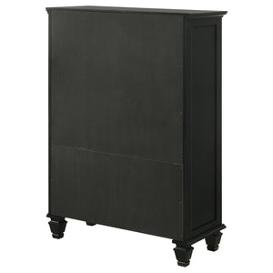 English Elm Vallauris Black Chest with Felt-Lined Top Drawer, Six Slide-Out Drawers & Silver Hardware, Stylish Storage B062P340718