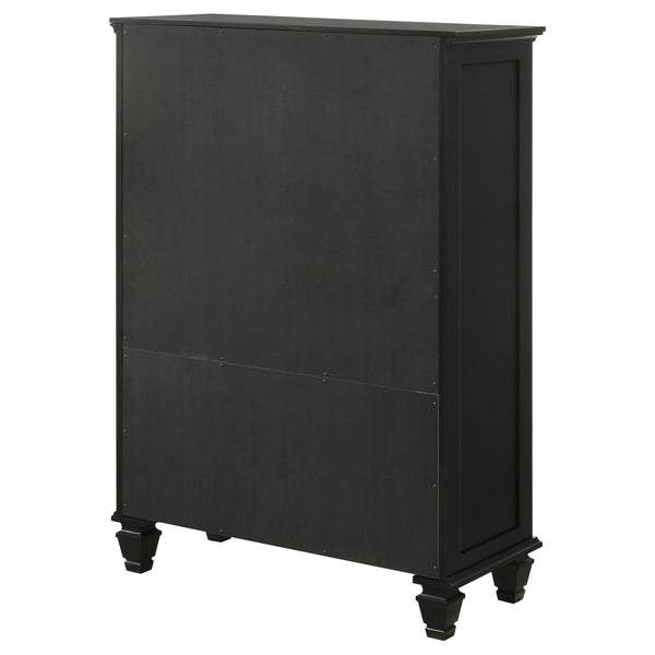 English Elm Vallauris Black Chest with Felt-Lined Top Drawer, Six Slide-Out Drawers & Silver Hardware, Stylish Storage B062P340718