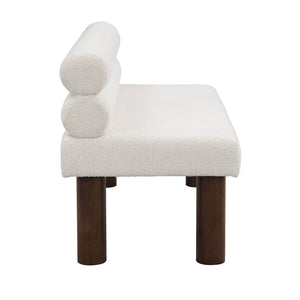 English Elm Christopher Knight Home® - Upholstered Bouclé Dining Bench with 330lb Capacity, Easy Assembly, Sponge Seat, Rubber Wood Legs Beige,Brown N779P292154A