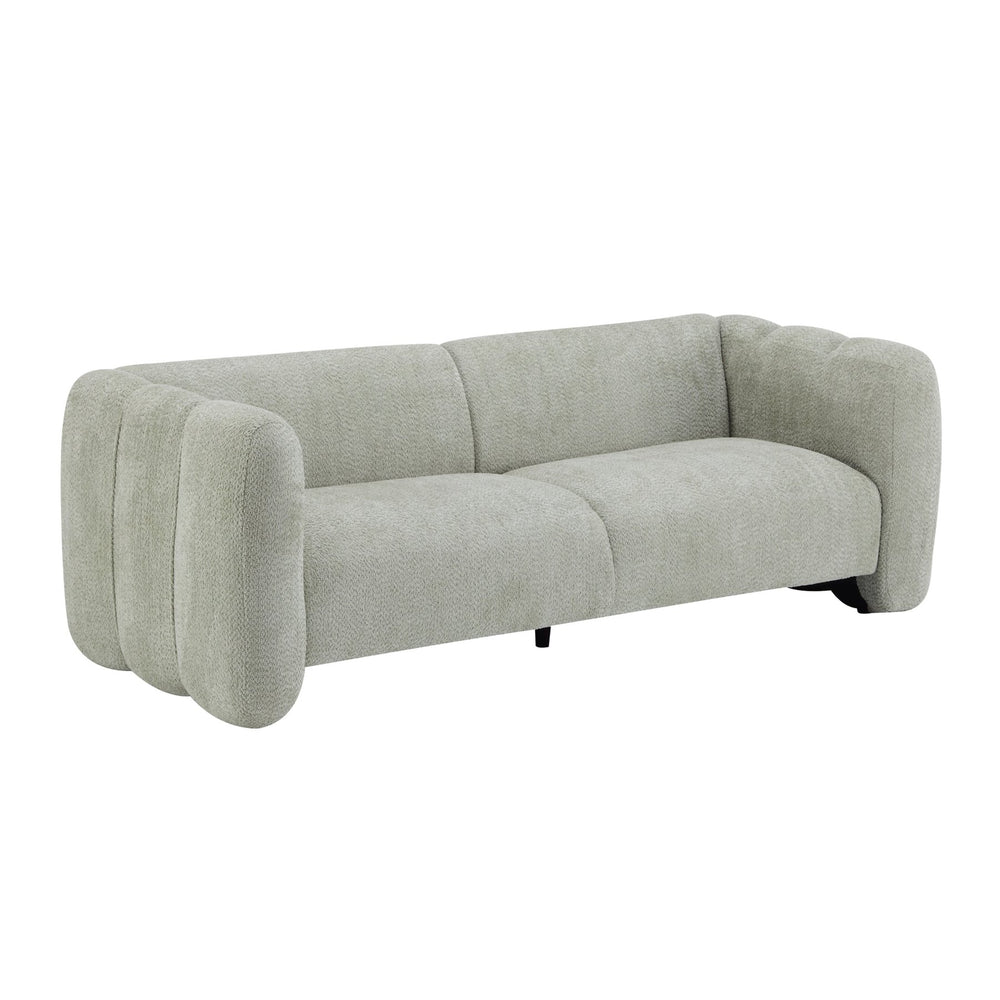 English Elm Tonson Wave Silhouette Boucle Three Seater Sofa Sculptural Modern Living Room Seating Light Green N773IS00030F