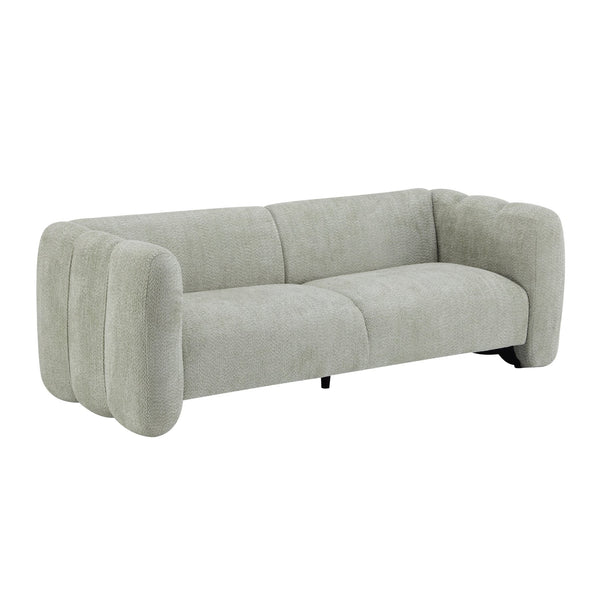 English Elm Tonson Wave Silhouette Boucle Three Seater Sofa Sculptural Modern Living Room Seating Light Green N773IS00030F