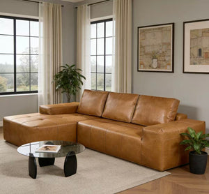 English Elm Boneless Cloud Sectional Sofa Faux Leather L Shaped Deep Seat Modular Living Room W3955S00010