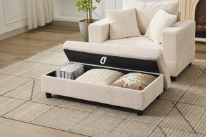 English Elm Chaise Lounge Chair - Modern Upholstered Sleeper Couch With Storage Ottoman For Living Spaces W1170P353052