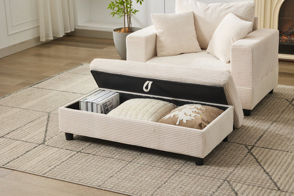 English Elm Chaise Lounge Chair - Modern Upholstered Sleeper Couch With Storage Ottoman For Living Spaces W1170P353052