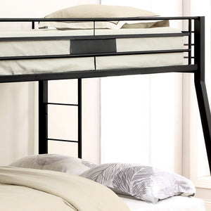 English Elm Sandy Metal Bunk Bed with XL Full Top, Built-In Side Ladder, Full Guard Rail, Sandy Black Finish Durable B062S00523