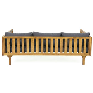 English Elm Christopher Knight Home® - Claremont 3-Seater Daybed - Elegant Dark Gray Acacia Wood Frame With Water-Resistant Cushions N770P205537A